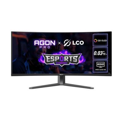 AOC AGON PRO AG346UCD, 86,4 cm (34"), 3440 x 1440 Pixels, Wide Quad HD, QDOLED, 0,03 ms, Zwart, Grij