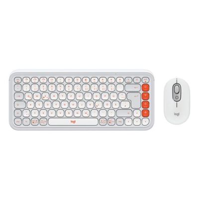 Logitech POP Icon Combo, Draadloos, Bluetooth, Schaar-toetsschakelaar, QWERTZ, Oranje, Wit, Inclusie