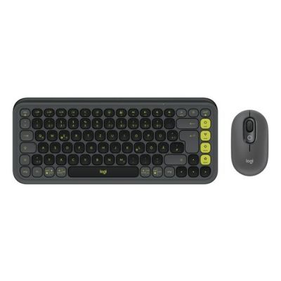 Logitech POP Icon Combo, Draadloos, Bluetooth, Schaar-toetsschakelaar, QWERTZ, Grafiet, Groen, Inclu