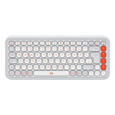 Logitech POP Icon Keys, Mini, Draadloos, Bluetooth, Schaar-toetsschakelaar, QWERTZ, Oranje, Wit