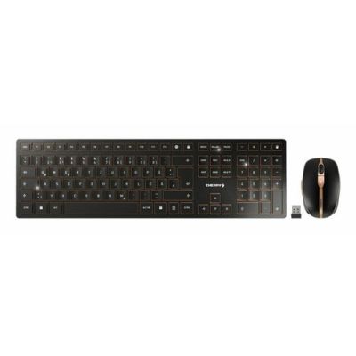 CHERRY DW 9100 SLIM, Draadloos, RF-draadloos + Bluetooth, Schaar-toetsschakelaar, QWERTY, Zwart, Bro