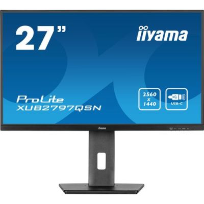 iiyama ProLite XUB2797QSN-B2, 27" monitor, 2560x1440 Pixels, Wide Quad HD, 1ms, USB-C dock, Zwa