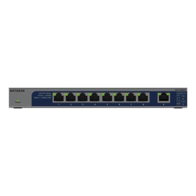 NETGEAR GS108MX-100EUS, Unmanaged, L2, Gigabit Ethernet (10/100/1000), Rack-montage, Bureaublad-/wan
