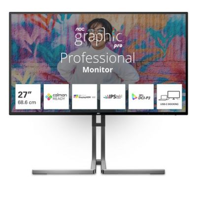 AOC U27U3CV, 68,6 cm (27"), 3840 x 2160 Pixels, 4K Ultra HD, LCD, 4 ms, Zwart