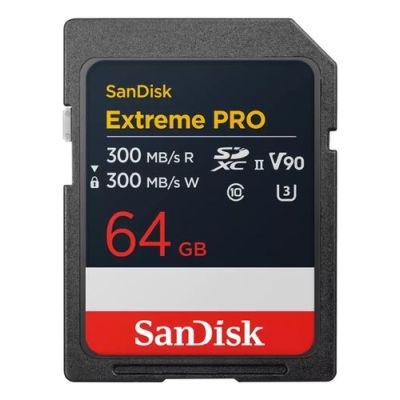 SanDisk Extreme PRO, 64 GB, SDXC, Klasse 10, UHS-II, 300 MB/s, 300 MB/s