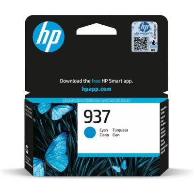 HP 937 originele cyaan inktcartridge, Normaal rendement, Cyaan, 1 stuk(s), 800 pagina's, Enkele verp