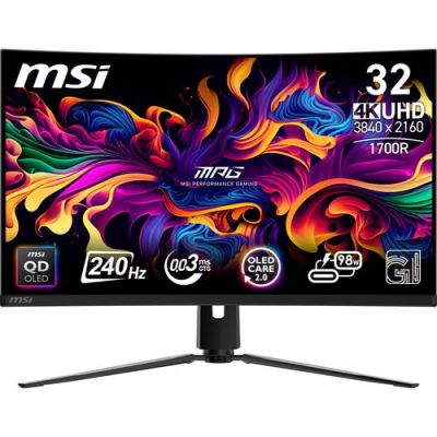 MSI MPG 321CURX QD-OLED, 80 cm (31.5"), 3840 x 2160 Pixels, 4K Ultra HD, QD-OLED, 0,05 ms, Zwart