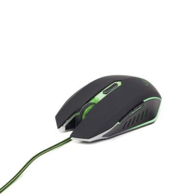 Gembird Gaming muis USB, zwart/groen, Ambidextrous, USB Type-A, 2400 DPI, Zwart, Groen