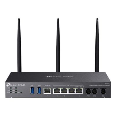 TP-Link Omada AX3000, Dual-band (2.4 GHz / 5 GHz), Ethernet LAN, ADSL, ADSL2, Zwart, Router om neer