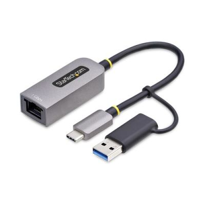 StarTech.com USB-C naar Ethernet Adapter met USB-A Dongle, 10/100/1000Mbps, USB 3.0 naar Gigabit Eth