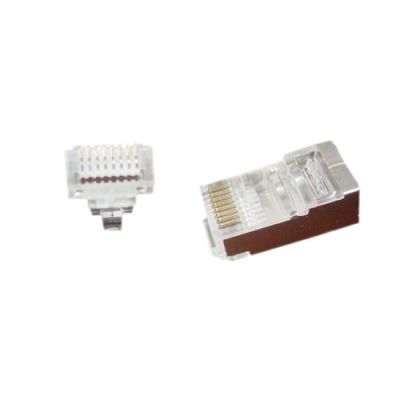 Gembird Modulaire FTP RJ45 stekker met doorsteekmontage, 10 stuks per zakje, RJ-45, Bruin, Zilver, T