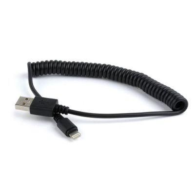 Gembird USB spiraal-laadkabel voor iPhone 1.5 meter zwart, 1,5 m, Lightning, USB A, Zwart, Recht, Re