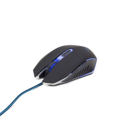 Gembird Gaming muis USB, zwart/blauw, Ambidextrous, USB Type-A, 2400 DPI, Zwart, Blauw