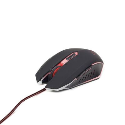 Gembird Gaming muis USB, zwart/rood, Ambidextrous, USB Type-A, 2400 DPI, Zwart, Rood