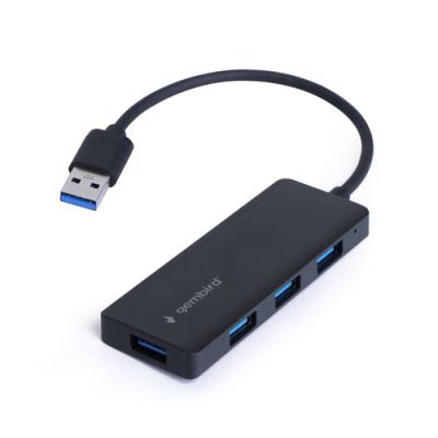 Gembird 4 poorts USB 3.0 hub, Bedraad, USB 3.2 Gen 1 (3.1 Gen 1) Type-A, Zwart, 5 Gbit/s, China, 30