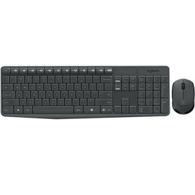 Logitech MK235, Volledige grootte (100%), Draadloos, RF Draadloos, Grijs, Inclusief muis