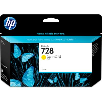 HP 728 gele DesignJet inktcartridge, 130 ml, Pigmentgebaseerde inkt, 130 ml, 1 stuk(s)