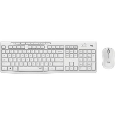 Logitech MK295 Silent, Volledige grootte (100%), Bedraad, USB, QWERTY, Wit, Inclusief muis