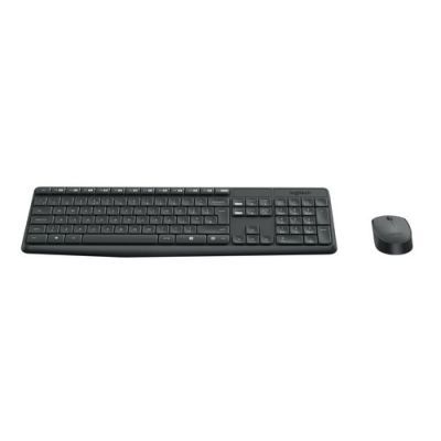 Logitech MK235, Volledige grootte (100%), Draadloos, USB, Grijs, Inclusief muis