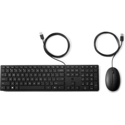 HP 320MK muis en toetsenbord met kabel voor desktop, Bedraad, USB, Membraan keyswitch, Zwart, Inclus