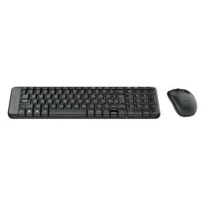 Logitech MK220, Volledige grootte (100%), Draadloos, RF Draadloos, QWERTZ, Zwart, Inclusief muis