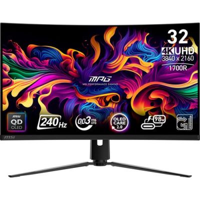 MSI MPG 321CURX QD-OLED, 80 cm (31.5"), 3840 x 2160 Pixels, 4K Ultra HD, QD-OLED, 0,05 ms, Zwart