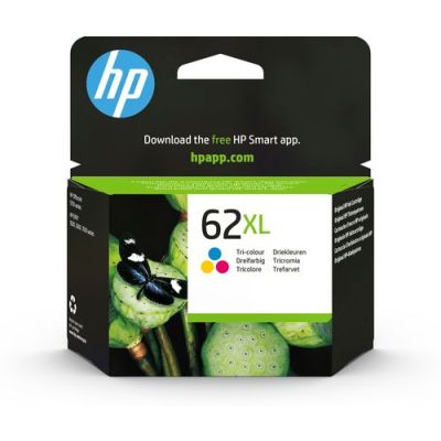 HP 62XL originele high-capacity drie-kleuren inktcartridge, Hoog (XL) rendement, Cyaan, Magenta, Gee