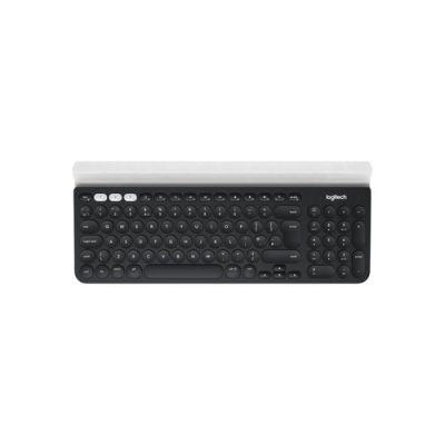 Logitech K780, Volledige grootte (100%), Draadloos, RF-draadloos + Bluetooth, QWERTY, Grijs, Wit