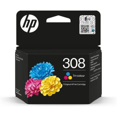 HP 308 Tri-color Original Ink Cartridge, 115 mm, 42,5 mm, 139 mm, 50 g