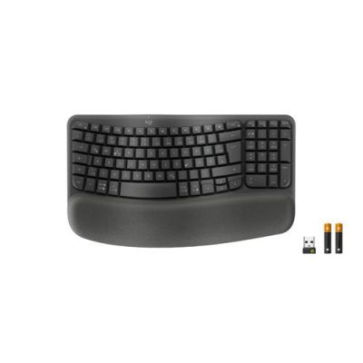 Logitech Wave Keys for Business, Volledige grootte (100%), Draadloos, RF-draadloos + Bluetooth, Memb