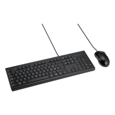 Kensington KM100 EQ Wired Desktop Set, Bedraad, USB, Membraan keyswitch, QWERTZ, Zwart, Inclusief mu