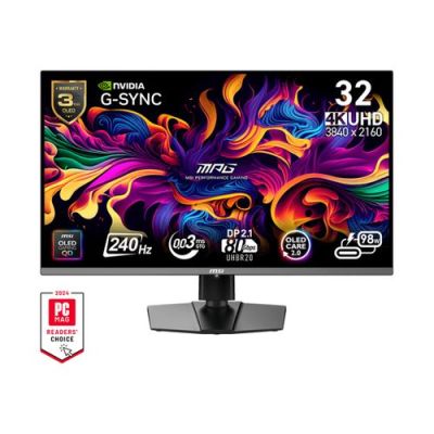 MSI MPG 322URX QD-OLED, 80 cm (31.5"), 3840 x 2160 Pixels, 4K Ultra HD, QD-OLED, 0,03 ms, Zwart