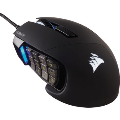 Corsair Scimitar RGB Elite, Rechtshandig, Optisch, USB Type-A, 18000 DPI, Zwart