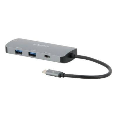 Mobilis 001382, Bedraad, USB 3.2 Gen 1 (3.1 Gen 1) Type-C, 100 W, 10,100,1000 Mbit/s, Zwart, Grijs,