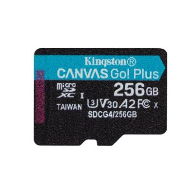 Kingston Technology 256GB microSDXC Canvas Go! Plus Gen4 200R A2 U3 enkel pakket zonder adapter, 256