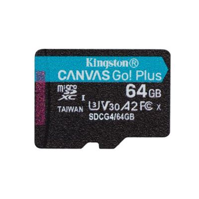 Kingston Technology 64GB microSDXC Canvas Go! Plus Gen4 200R A2 U3 enkel pakket zonder adapter, 64 G
