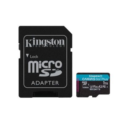 Kingston Technology 1TB microSDXC Canvas Go! Plus Gen4 200MB/s A2 U3 V30 kaart + adapter, 1 TB, Micr