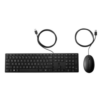 HP 320MK muis en toetsenbord met kabel voor desktop, Bedraad, USB, Membraan keyswitch, Zwart, Inclus