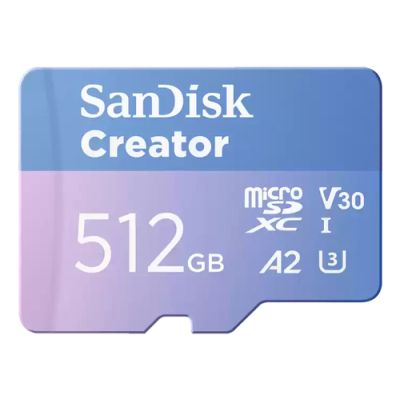 SanDisk Creator, 512 GB, MicroSDXC, Klasse 10, UHS-I, 190 MB/s, 130 MB/s