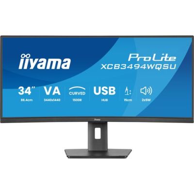 iiyama ProLite XCB3494WQSU-B1, 86,4 cm (34"), 3440 x 1440 Pixels, UltraWide Quad HD, LED, 0,4 ms, Zw