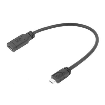 ACT USB Type-C female naar USB micro B 2.0 male adapterkabel 0,2m, 0,2 m, USB C, Micro-USB B, USB 2.