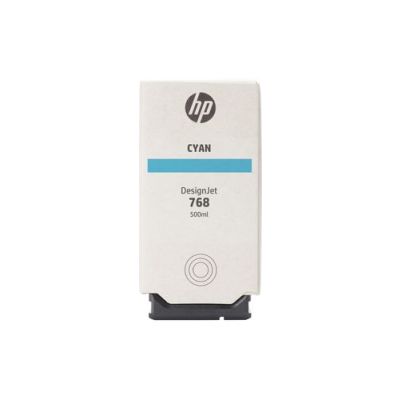 HP 768 500 ml cyaan inktcartridge voor DesignJet, Normaal rendement, Cyaan, 500 ml, 1 stuk(s), Enkel