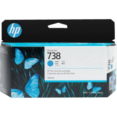 HP 738 130 ml cyaan inktcartridge voor DesignJet, Normaal rendement, Cyaan, 130 ml, 1 stuk(s), Enkel