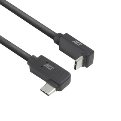 ACT USB 3.0 10Gbps 60W Type-C haaks links/rechts naar, 2 m, USB C, USB C, USB 3.2 Gen 2 (3.1 Gen 2),