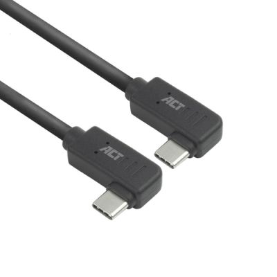 ACT USB 3.0 10Gbps 60W Type-C haaks links/rechts naar, 2 m, USB C, USB C, USB 3.2 Gen 2 (3.1 Gen 2),