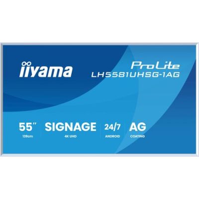 iiyama LH6581UHSG-1AG, Interactief flatscreen, 163,8 cm (64.5"), 3840 x 2160 Pixels, Wifi, 24/7