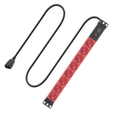 ACT Stekkerdoos PDU 19" C14 IEC60320 8-voudig type E, 3m H05VV-F 3G1.0, 3 m, Binnen, Type E, C14 ste