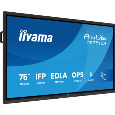 iiyama TE7515A-B1AG, Interactief flatscreen, 190,5 cm (75"), 3840 x 2160 Pixels, Wifi