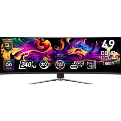 MSI MPG 491CQPX QD-OLED, 124,5 cm (49"), 5120 x 1440 Pixels, Dual QHD, QD-OLED, 0,03 ms, Zwart