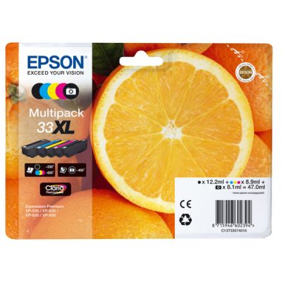 Epson Oranges Multipack 5-colours 33XL Claria Premium Ink, Hoog (XL) rendement, Inkt op pigmentbasis
